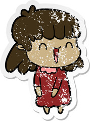 distressed sticker of a cartoon woman