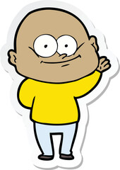 sticker of a cartoon bald man staring