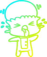 cold gradient line drawing of a weird cartoon alien