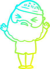 cold gradient line drawing of a cartoon man with beard