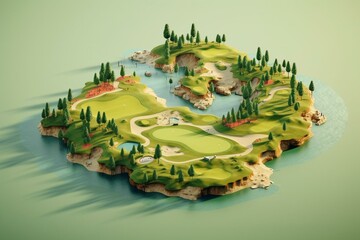 a digitally created golf course. Generative AI