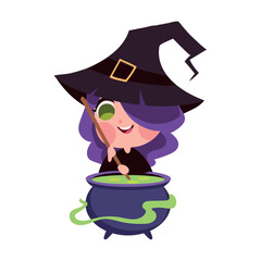 halloween witch and cauldron