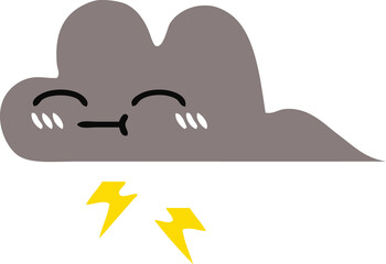 flat color retro cartoon of a storm cloud