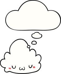 cute cartoon cloud with thought bubble