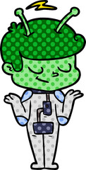 friendly cartoon spaceman shrugging
