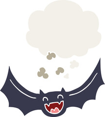 cartoon bat with thought bubble in retro style