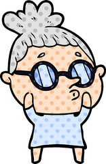 cartoon woman wearing glasses
