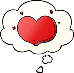 cartoon love heart with thought bubble in smooth gradient style