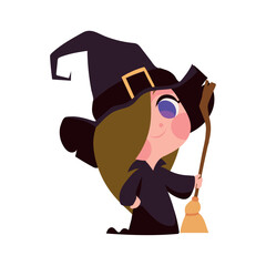 halloween witch with broomstick