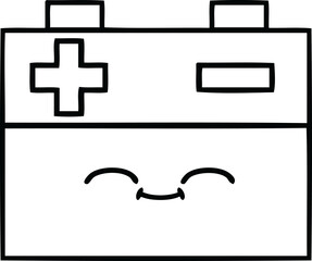Obraz premium line drawing cartoon of a car battery