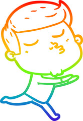 rainbow gradient line drawing of a cartoon model guy pouting