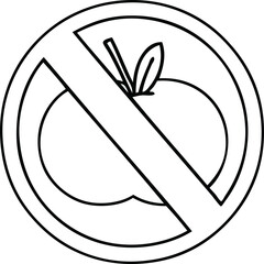 line drawing cartoon of a no fruit allowed sign