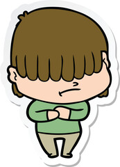 sticker of a cartoon boy with untidy hair