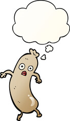 cartoon sausage with thought bubble in smooth gradient style