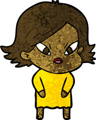 cartoon stressed woman