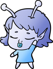 cute alien girl cartoon