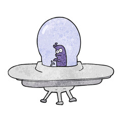 freehand textured cartoon flying saucer