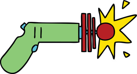 hand drawn quirky cartoon laser gun