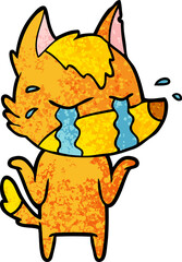sad little fox cartoon character