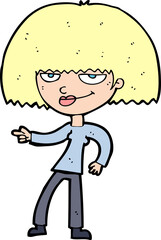 cartoon happy woman pointing