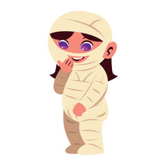 halloween kid disguised mummy girl