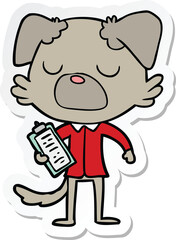 sticker of a cartoon dog manager