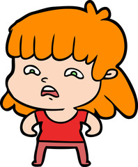 cartoon worried woman