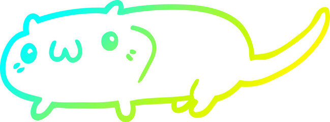 cold gradient line drawing of a cartoon cat