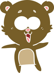laughing teddy  bear flat color style cartoon