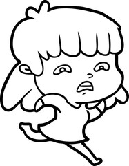 cartoon worried woman