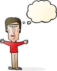 cartoon angry man with thought bubble