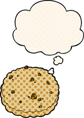 cartoon biscuit with thought bubble in comic book style