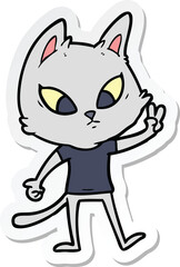 sticker of a confused cartoon cat