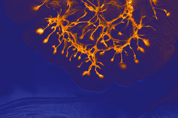 Process of dissolving acrylic paint into water. Amazing abstract background