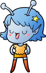 happy alien girl cartoon