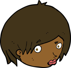 cartoon female face with raised eyebrow