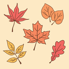Naklejka premium autumn leaves set. hand drawn orange autumn leaves.