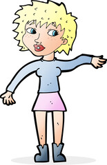 cartoon friendly woman waving