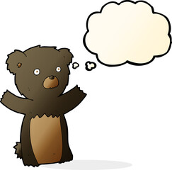 cartoon black bear cub with thought bubble