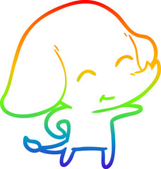 rainbow gradient line drawing of a cute cartoon elephant