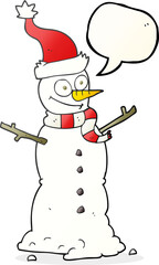 freehand drawn speech bubble cartoon snowman