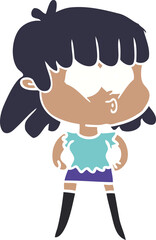 flat color style cartoon whistling girl