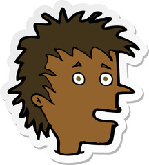 sticker of a cartoon excited boy