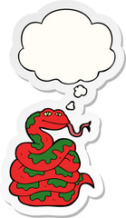 cartoon snake with thought bubble as a printed sticker