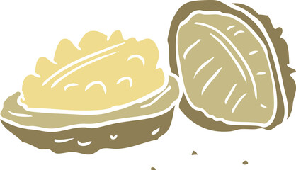 flat color style cartoon walnuts
