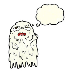 gross cartoon ghost with thought bubble