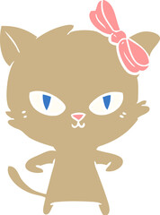 cute flat color style cartoon cat
