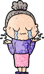 cartoon crying old lady