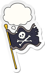 cartoon pirate flag with thought bubble as a printed sticker