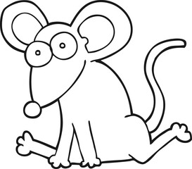 freehand drawn black and white cartoon mouse